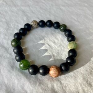 Black and Green Beaded Bracelet